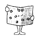 cartoon of man reading paper with holes cut
	out