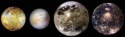 Photo of the 4 largest moons of Jupiter