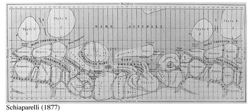 map of Mars - Schiaparelli 1877