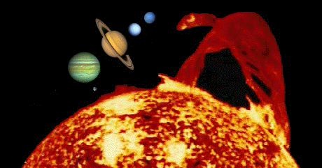 The Sun and the 5 largest planets